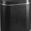 ELPHECO Bathroom Trash Can 2 Gallon Plastic Smart Garbage Can Waterproof Wastebasket Bathroom Decor Narrow Garbage Bin with Automatic lid for Bedroom, Kitchen, Office, Black Gold