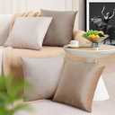 Jiiberl Throw Pillow Covers 18x18 Set of 4 - Couch Covers for Living Room Decorative Velvet Neutral Cream Soft Sofa Covers for Bed (Beige)