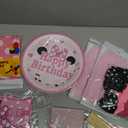 Minnie Mouse Birthday Party Supplies Decorations, Pink and Black Ears Headband Happy Birthday Banner, Glittery Minnie Inspired Cake Cupcake Topper Balloons for Baby Girls 1st 2nd 3rd 4th 5th Birthday
