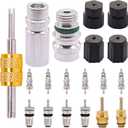 TWTADE 19PCS Air Conditioning Valve Core Kit - Car AC R12 R134a Teflon Seal Refrigeration Schrader Valve Stem Cores with Remover Tool, Service Valve & HVAC System Charging Port Seal Caps Kit