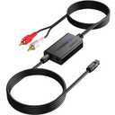 AUTOUTLET 192kHz DAC Digital to Analog Audio Converter 7ft/2.1m Digital Audio Optical to RCA Male Cable for HDTV, DVD, Blu-Ray Players and Game Consoles, Male
