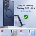 Meifigno Magnetic Case Designed for Samsung Galaxy S25 Ultra 6.9, [Compatible with MagSafe][2X Screen Protectors][Mil-Grade Drop Protection], Translucent Matte Back, Case for Galaxy S25 Ultra, Blue