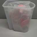 Pet Dog Cat Food Storage Container 5 to 7 lbs with Can Cover and Mixing Spoon, Airtight Pet Food Storage Dispenser with Large Spout & Measuring Cup for Kibble Dog Treat Bird Seed Container -Pink