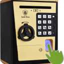 Kids Safe Bank with Fingerprint Password Talking ATM Piggy Bank for Real Money Toy Gift for 5-14 Years Old Boys Girls (Golden)