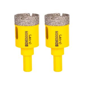 Diamond Hole Saw for Glass Ceramic Tile Granite Marble Porcelain Brick Stone, Diamond Core Drill Bits, Triangle Shank, 1-1/8 in 2PCS