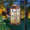 Butterfly Solar Lanterns Outdoor Waterproof Garden Decor Birthday Gifts for Women Mom Grandma Sister, Hanging LED Plastic Solar Lights Outside Decorative for Yard Patio Backyard Lawn Decorations