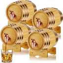 Thyle 4 Pcs 1 Liter Vintage Whiskey Barrel Cocktail Tequila Rum Spirits Liquors Whiskey Dispenser Alcohol Cask Barrel with Stand for Home Table Display Storage