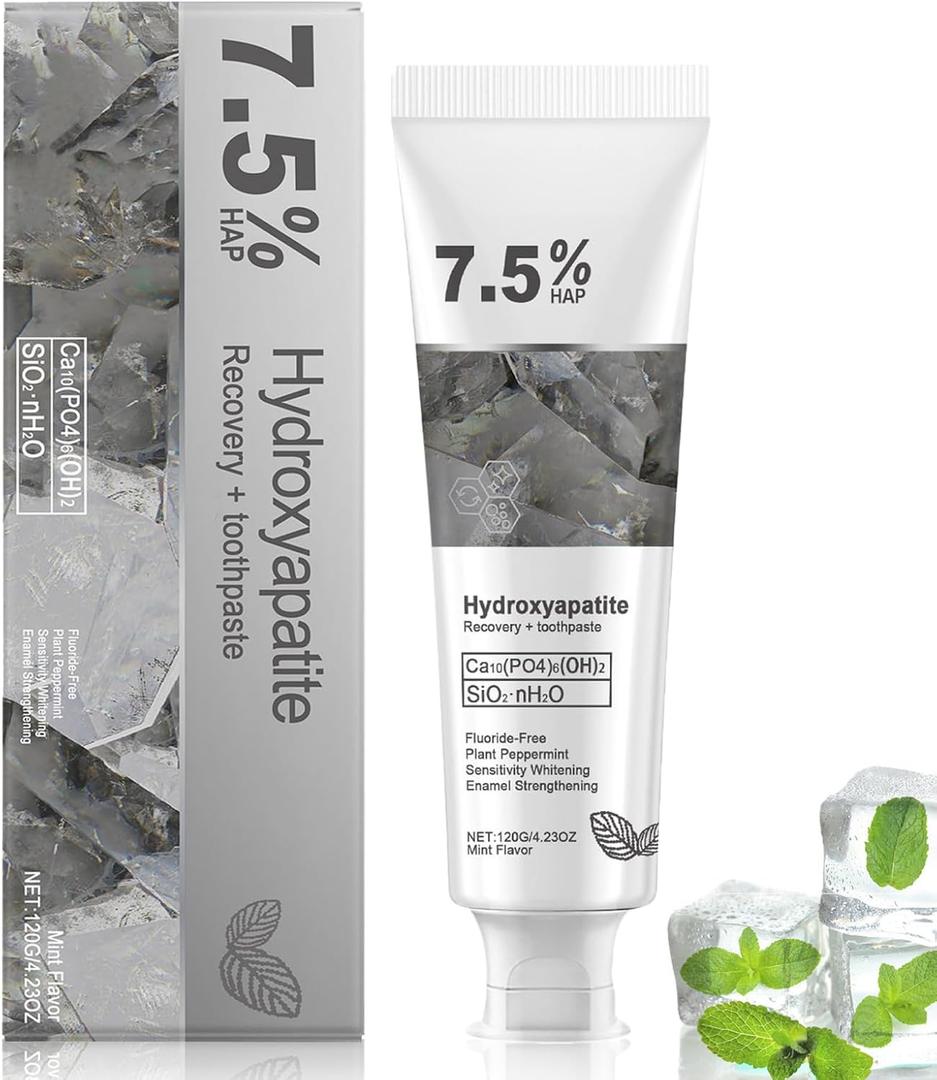 2 x Hydroxyapatite Toothpaste for Advanced Enamel Protection, Gentle and Effective Formula, Fluoride-Free with Refreshing Mint, Hydroxyapatite Toothpaste for Sensitive Teeth (1)