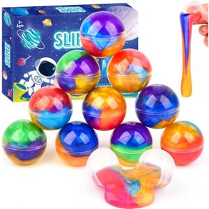 12 Pack Galaxy Slime Balls Valentines Slime Party Favors, Non-Sticky, Soft Slime Kit for Classroom Prizes, Stocking Stuffers, Goodie Bag Stuffers,Easter Basket Stuffers for Kids Boys Girls