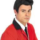 fun shack 50's Men's Black Wig with Sideburns, 1950s Costume Wig for Men, Retro Black Wig for Boys, One Size