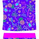 UNIFACO Girls Swimsuits Two Piece Tankini Bathing Suits Boyshort Summer Beach Rash Guard Swimwear for 4-13T (Purple)