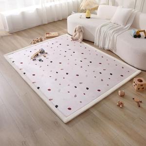 Stylish Coral Velvet Baby Play Mat for Floor 60" x 80" Confetti – Soft 1" Thick High-Density Memory Foam Nursery Rug,Kids Rug with Non-Slip Backing for Crawling & Playing, Playroom Rug, Kids Carpet