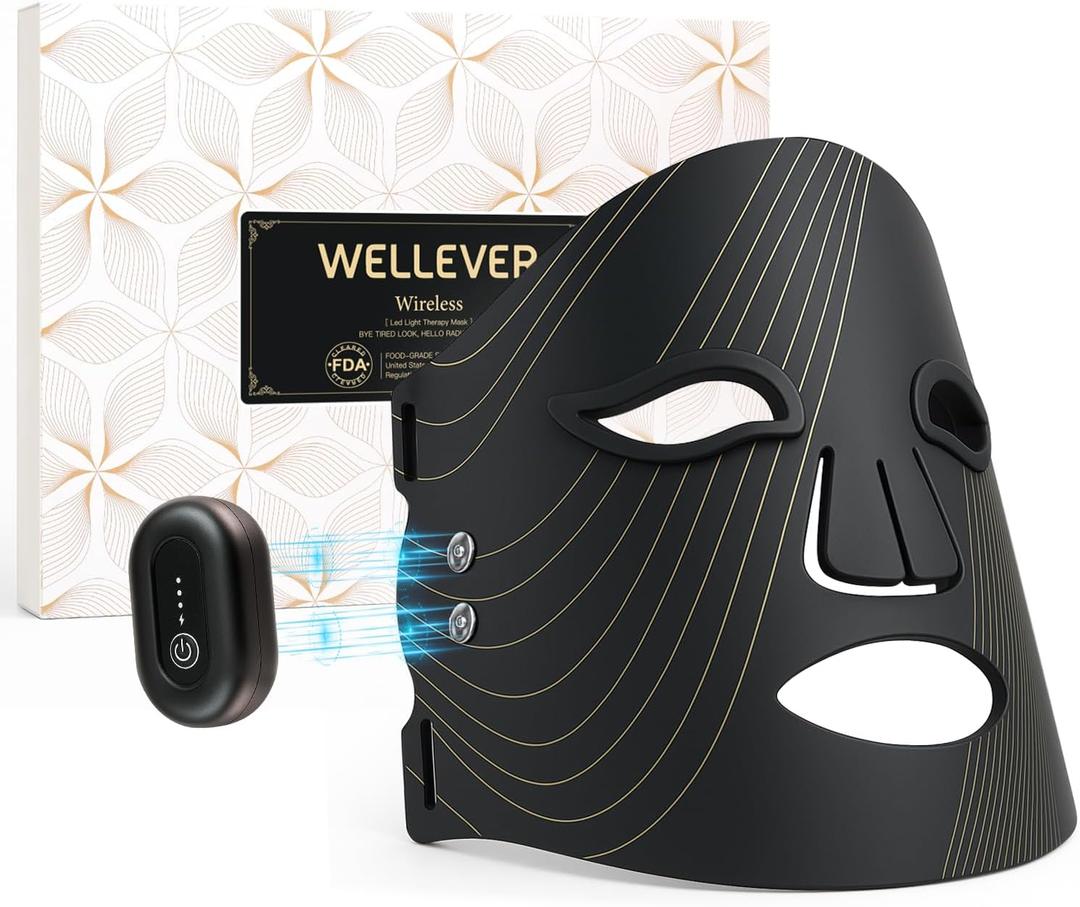 Red Light Therapy Mask for Face, FDA Cleared850nm Inflared Facial Skin Care Device for Skin Rejuvenation, Rechargeable and Ergonomic Design for Home & Travel