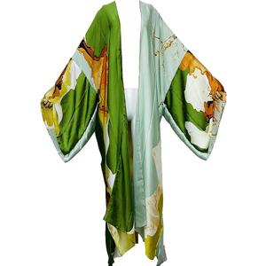 Summer Silk feeling Women bikini Sweet Cardigan stitch Cocktail sexcy Boho African Holiday Maxi Batwing SleeveRobe kaftan 