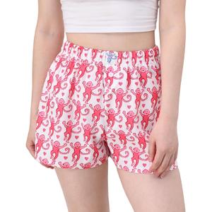 Women Preppy Pajamas Pant, Comfy Monkey Y2K Lounge Pants Wide Leg Drawstring High Waist Pjs Bottoms