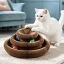 Kitty Kurls M-Shaped Double Layer Cat Scratcher, Magic Organ Accordion Scratching Board with Bell Ball, Interactive 2-in-1 Corrugated Cardboard Scratch Pad for Indoor Cats & Kittens