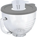 Tilt-Head Stand Mixer Glass Bowl, 5 QT,Compatible with Kitchenaid Artisan&Classic Series,Glass Bowl with Lid,Mixer Bowl Cover to Prevent Spilling of Ingredients,Contemporary with Grey Lid