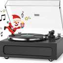 Vinyl Record Player All-in-1 LP Turntable Built-in Four Speakers HiFi Belt Drive System with Phono Preamp ATN-3600L MM Cartridge BT Wireless Aux-in RCA Line Out Auto Off Black Classic Edition