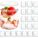 20 Pack 6.8oz Small Glass Jars With Lids, Glass Yogurt Containers With Lids, Yogurt Jars With PE Lid, Pudding Jar for Jam, Jelly, Honey, Wedding Favors