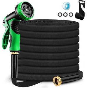 Delxo Garden Hose with Nozzle, 3/4 in. x 50 FT Non-Expanding Water Hose with Holder, Lightweight Manguera Para Jardin, Water Pipe, Durable & Easy to Use for Gardening, Car Washing & Storage