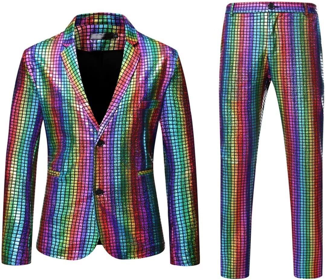 guangmu Disco Costume Men 70s Costume Men Suit Mens Disco Costume Christmas Suit Cosplay Party Nightclub Costume Suit