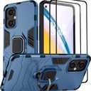 for Oneplus Nord N30 5G Case with 2 Pack Tempered Glass Screen Protector for 1+ Nord N30 5G, Full Protective Case with Metal Ring Magnetic Support Kickstand for Oneplus Nord N30 Blue