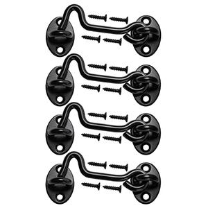 Klurent 4 Pack 4" Barn Door Latch Door Lock Hardware, Sliding Door Lock Eye Hook Latch with Screws, Rust-Resistant Metal Gate Latch, Privacy Hooks Latch for Inside Door, Window, Wooden Fence, Garage