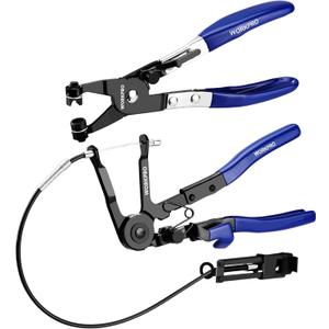 WORKPRO 2-Piece Hose Clamp Pliers Set, 27" Flexible Hose Clamp Plier & Flat Band Hose Pliers Removal Tool for Car Coolant Hose, Water Pipe
