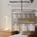 Tpczqj LED Cordless Table Lamp Rechargeable-Portable Battery Operated Lamps, 3 Color Touch Dimming Waterproof Light for Patio/Restaurant/Dining/Outdoor (White2)