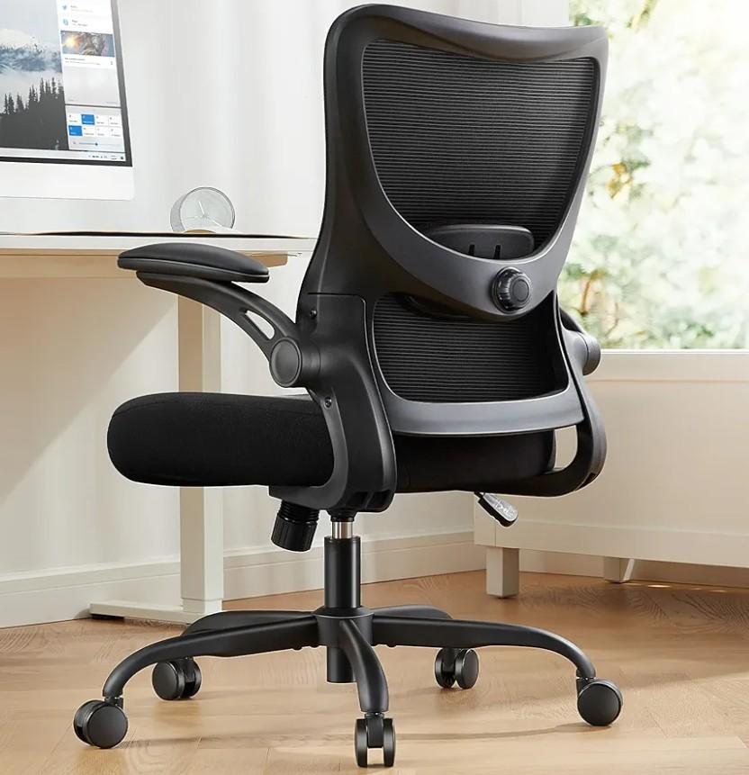 Marsail Office Chair Ergonomic Desk Chair with 3 Ways PU Armrests and Adjustable Lumbar Support Breathable Mesh Computer Chair Executive Rolling Swivel Comfy Task Chair for Home Office Gaming