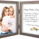 5x7 Picture Frames Double Hinged MDF Wood Grain Shadow Box with Glass Front Stand Vertical on Tabletop (Grey)