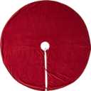 Arcadia Home 72 Inches Tree Skirt with Classic Design on Garnet Red, Handcrafted Cotton Velvet Tree Skirt for Christmas Trees Classic Series Holiday Decoration