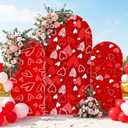 Valentine's Day Arch Backdrop Cover Set of 3-4Ft 5Ft 6Ft Red Pink Heart Spandex Arch Stand Covers Photo Booth Round Top for Valentine Wedding Anniversary Birthday Party Decor