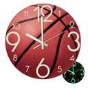 Valentoria Wall Clock Basketball WallClock 12 Inch Luminous Silent for Bedroom, Living Room, Birthday Chritmas Gifts Present for Kids Son Boys Baby Children NBA Basketball NCAA Fans (Basketball L)