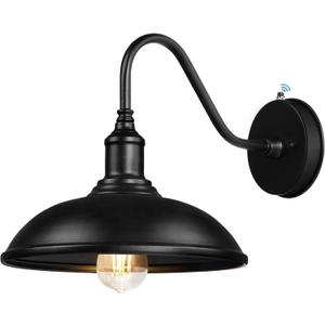Dusk to Dawn Exterior Farmhouse Lighting Barn Light Fixture for House with Anti-ponding Bottom, Outdoor Barn Light Gooseneck Lighting for Garage Patio Porch (10.9" Diameter, 1 PC)
