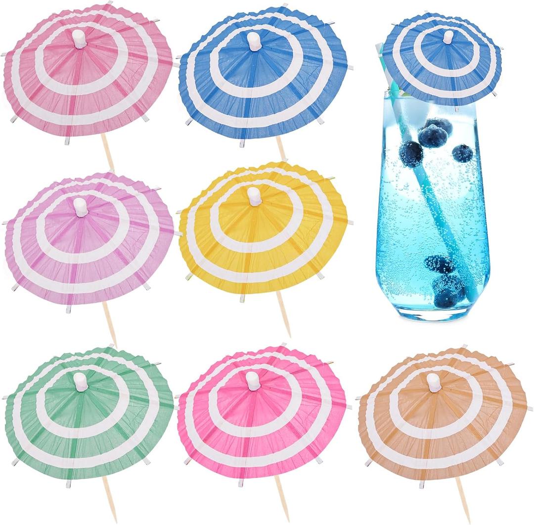 100PCS Cocktail Umbrellas for Drinks, Drink Umbrellas Cocktail, Paper Drink Umbrellas, Mini Drink Umbrellas Toothpicks for Luau Parasols Hawaiian Tiki Party Decorations (Circle)