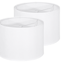 White Lamp Shades Set of 2, Drum Large Lampshades 13" Top x 13" Bottom x 10" High, Replacement Lamp Shades Natural Linen for Table Lamps Floor Lamps, Easy Assembly Required