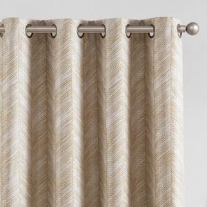 jinchan Taupe Printed Curtains 84 Inch Length 2 Panels Modern Jacquard Curtains with Herringbone Geometric Zigzag Pattern Room Darkening Drapes for Living Room Bedroom Grommet Top Window Treatments