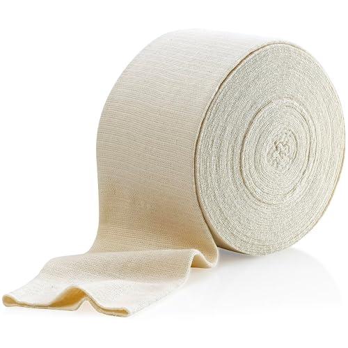 Elastic Tubular Support Bandage Size E, 10M Box - Natural Color (3.5" X 33 feet) for Large Knee Support Bandage -Medium Thigh, Cotton Spandex