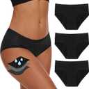 YESWEL Period Underwear For Women, Leak-Proof Hipster, Brief, Heavy Flow, 3 Pack Black, Medium