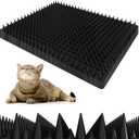 Petfolio 12 Pack Upgraded Black Cat Repellent Mat - 16" x 13" Scat Mat for Cats Has Uneven Spikes is an Effective Scat Mat for Dogs, Cats Repellent Outdoor & Indoor to Deter Cats, Dogs & Small Animals