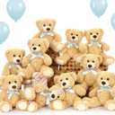 MorisMos 10-Pack Teddy Bear Bulk for Baby Shower, 14-inch Small Teddy Bear Stuffed Animal Plush Toy,Soft Bulk Stuffed Animal Wholesale for Baby Shower Centerpiece Decoration Birthday Party Favors, Brown