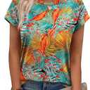 Alaroo Womens Summer Tops Short Sleeve Shirts Crew Neck Cute Trendy Tunic Blouses (S)