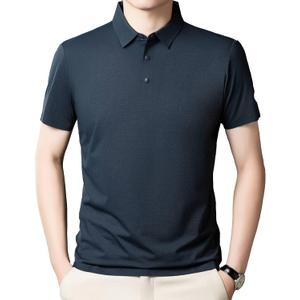 Men's Golf Polo Shirts Light Weight Business Casual Athletic Short Sleeve Polos Comfy Breathable Wicking (Blue, L)