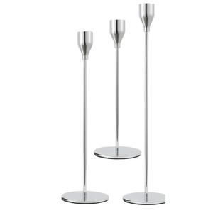 Set of 3 Silver Candlestick Holders Silver Candle Holder Taper Candle Holders Candle Holders Decorative Candlestick Holder for Home Decor, Wedding, Dinning, Party, Anniversary (Silver)