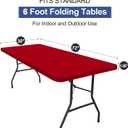 homing Rectangle Table Cloth Cover, Waterproof Polyester Elastic Fitted Tablecloth, Fits for 6 Foot Folding Tables, Washable Table Protector for Picnic, Camping, Outdoor (Red, 30" x 72")