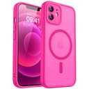 CANSHN Magnetic for iPhone 12 Mini Case, Upgraded [Full Camera Protection] [Compatible with Magsafe] [Translucent Matte] Shockproof Protective Phone Case for iPhone 12 Mini 5.4" - Hot Pink
