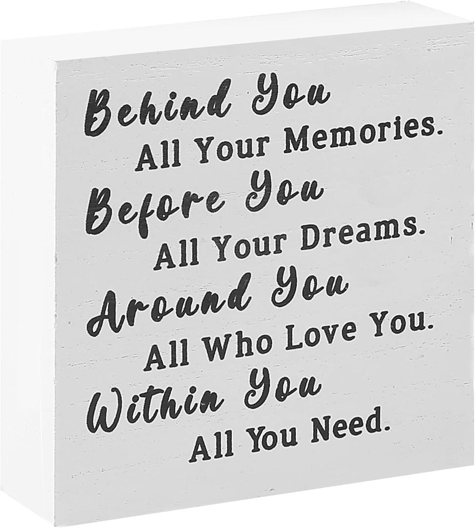 3 x Graduation Decorations 2026 - Wood Quote Sign Box Decor Graduation Gifts for Her Him Inspirational Graduate Desk Decor for Senior College Middle High School Student Boys Girls - White