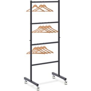 Leinuosen 4 Tier Clothing Hanger Storage Rack with Casters, Carbon Steel Clothing Hanger Organizer Holder Stand Storage System for Shopping Mall Thrift Retail Store Laundry Room, 20"W x 15.7"D x 48"H
