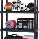 IRIS USA 4-Shelf Heavy Duty Plastic Storage Shelves, 400lb Capacity, 56"H x 36"W x 18"D, Large Modular Shelving Unit Storage Organizer for Garage, Home, Bathroom & Laundry, Storage Rack - Black (4-Tier)